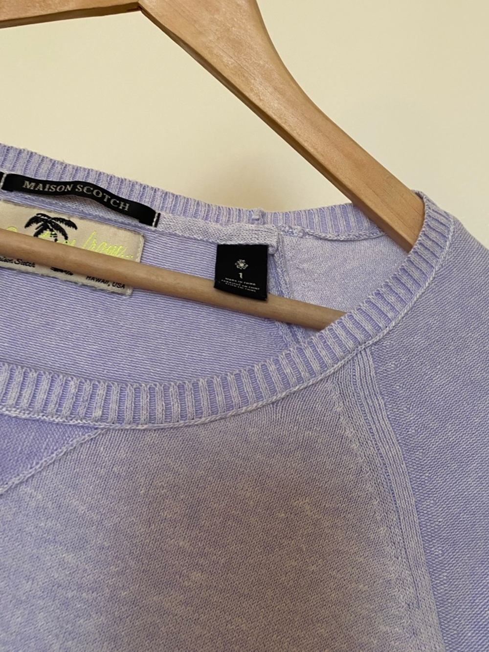 MAISON SCOTCH Linen-Cotton Blend Sweater in Light Purple - S